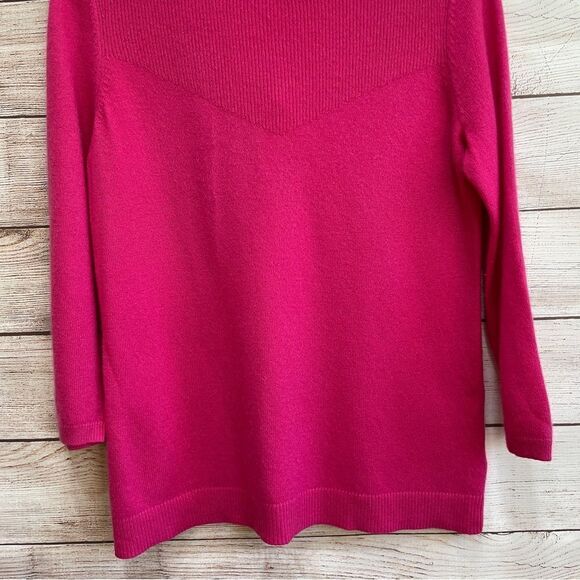 TALBOTS PURE‎ CASHMERE PULLOVER SWEATER IN HOT PINK - Picture 3 of 5